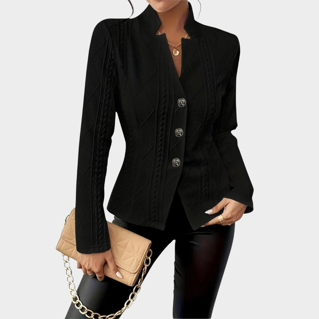 Women’s Knit Jacket – Structured Fit – Button Front – Cable Stitch Detail – Soft Textured Blend – Multiple Colours