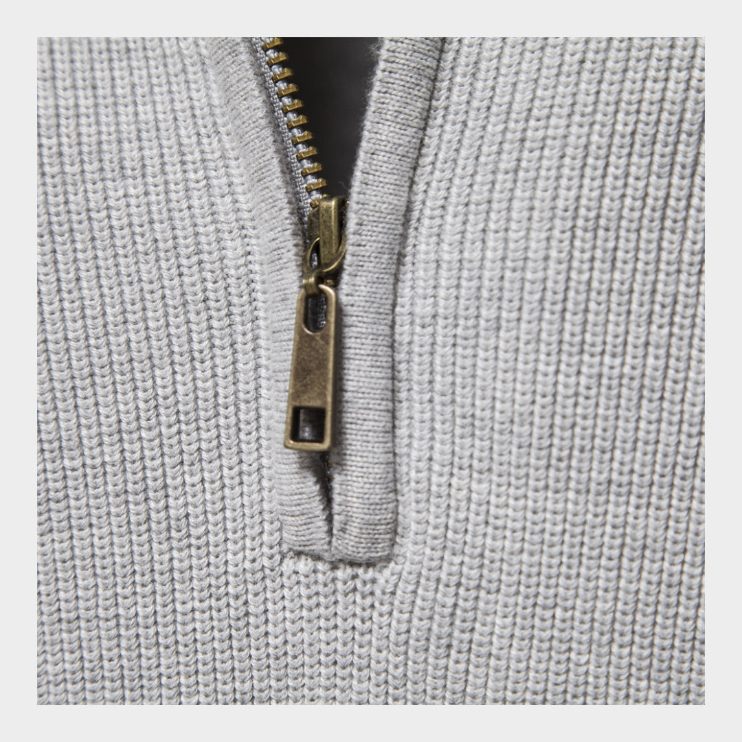 Men's Cotton Zipper Sweater– High Collar Knitted Sweater - Warm Casual Winter Fashion