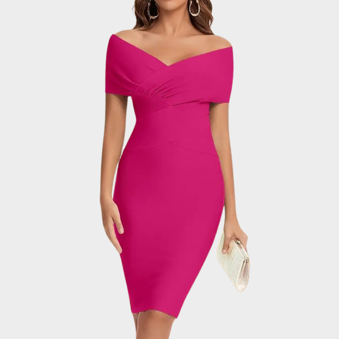 Women's Bodycon Party Dress – Off Shoulder – V-Neck – Bandage Fit – Cocktail Style – Multiple Colours