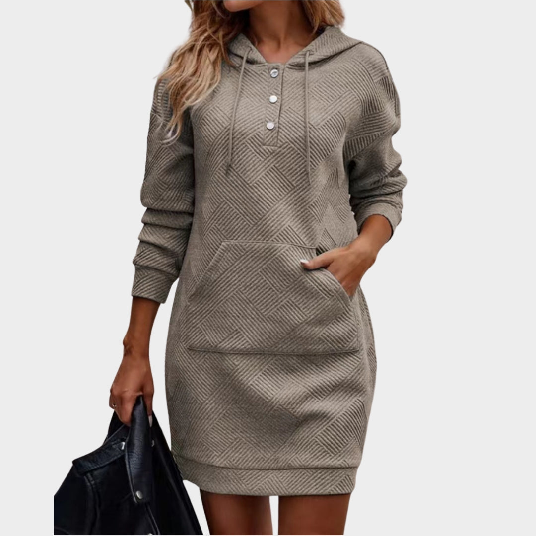 Women's Casual Sweatshirt – Half Striped Hooded Pullover, Slim Fit - Multiple Colours