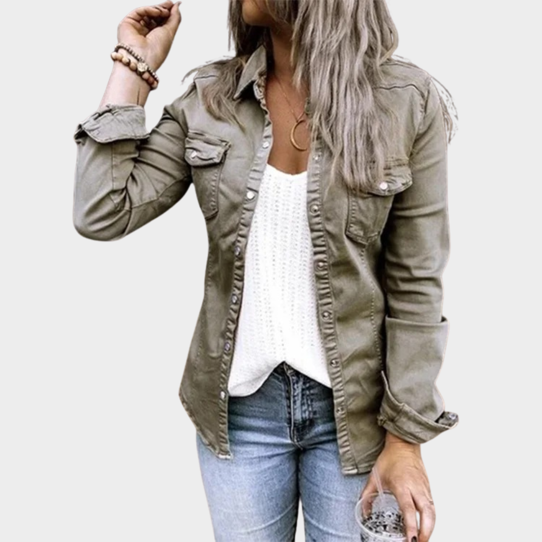 Women’s Longline Denim Jacket – Relaxed Fit Shirt Style – Button Front – Versatile Casual Outerwear – Multiple Colours