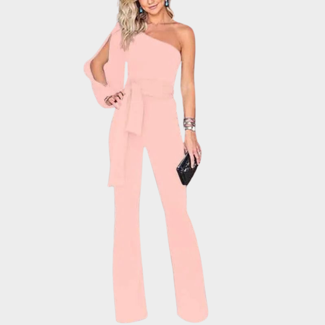 Women's Off-Shoulder Jumpsuit – Slim Fit – High Waist – Lace-Up Detail – Multiple Colours