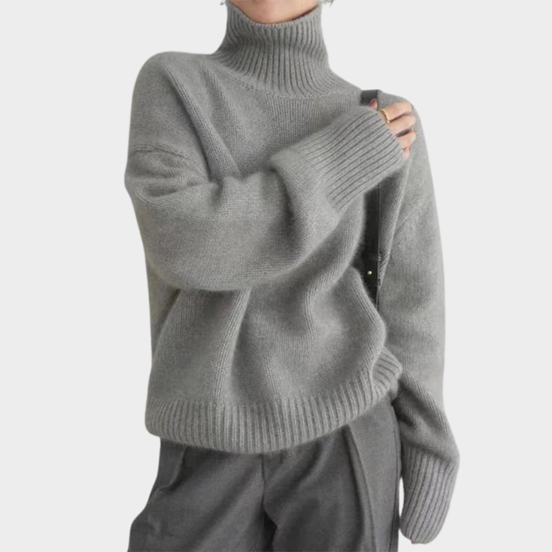 Women's Turtleneck Knitted Sweater – Long Sleeve – Loose Fit – Soft & Warm – Multiple Colours