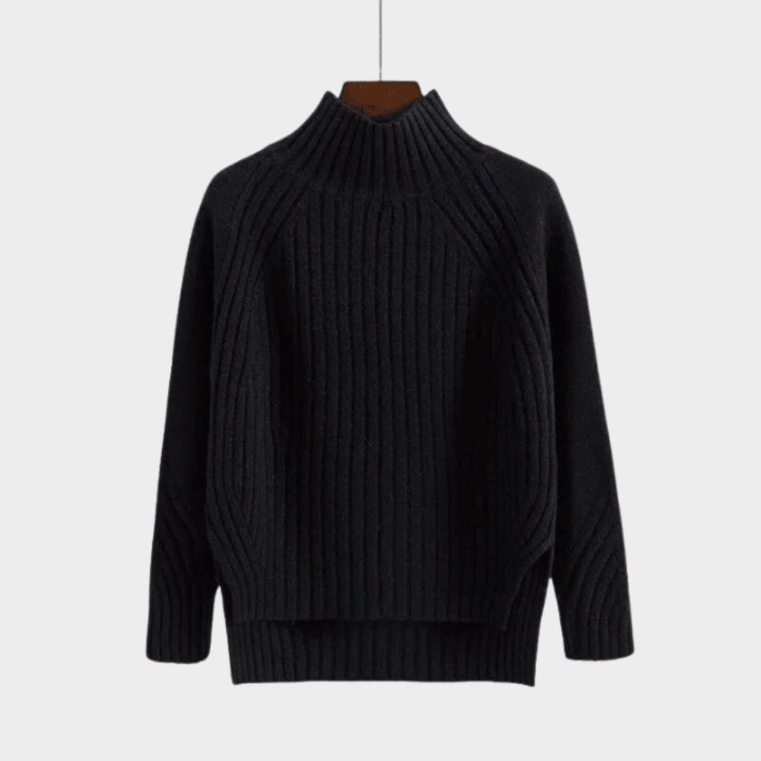 Women's Knitted Turtleneck Sweater – Fitted Bottom, Casual Autumn Pullover in Beige, Black, and More