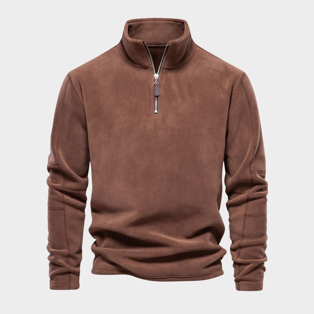 Men's Fleece Sweater – Thicken Warm Zipper Neck Sweater, Soft Shell Sweatshirt (Light Green, Black, and More)