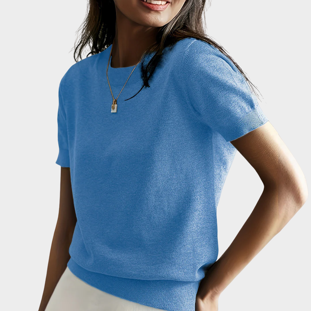 Women’s Casual Short Sleeve Crew Neck Top – Relaxed Fit Lightweight Knit Tee – Versatile Everyday Style – Multiple Colours