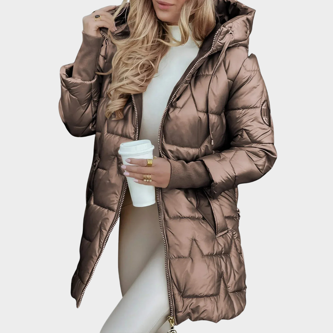 Women’s Hooded Parka Coat – Long Sleeve Cotton Blend Jacket with Padded Lining and Zipper Closure – Multiple Colours
