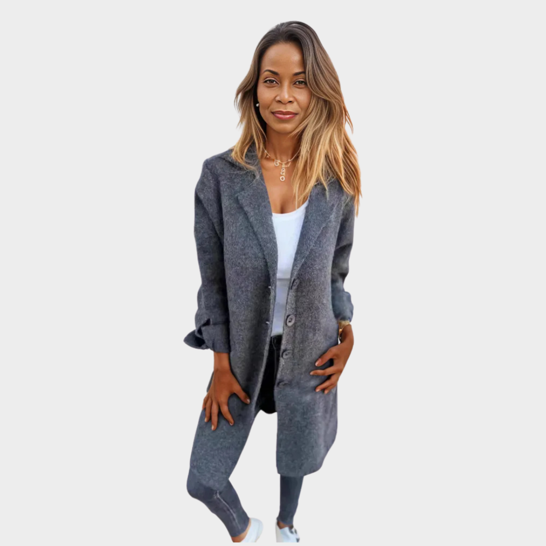 Women’s Long Lapel Coat – Fall Winter Vintage Single-Breasted Outerwear, Multiple Colors