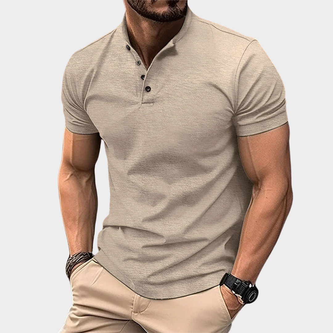Men’s Polo Shirt – Henley Collar – Short-Sleeved – Lightweight & Breathable – Multiple Colours