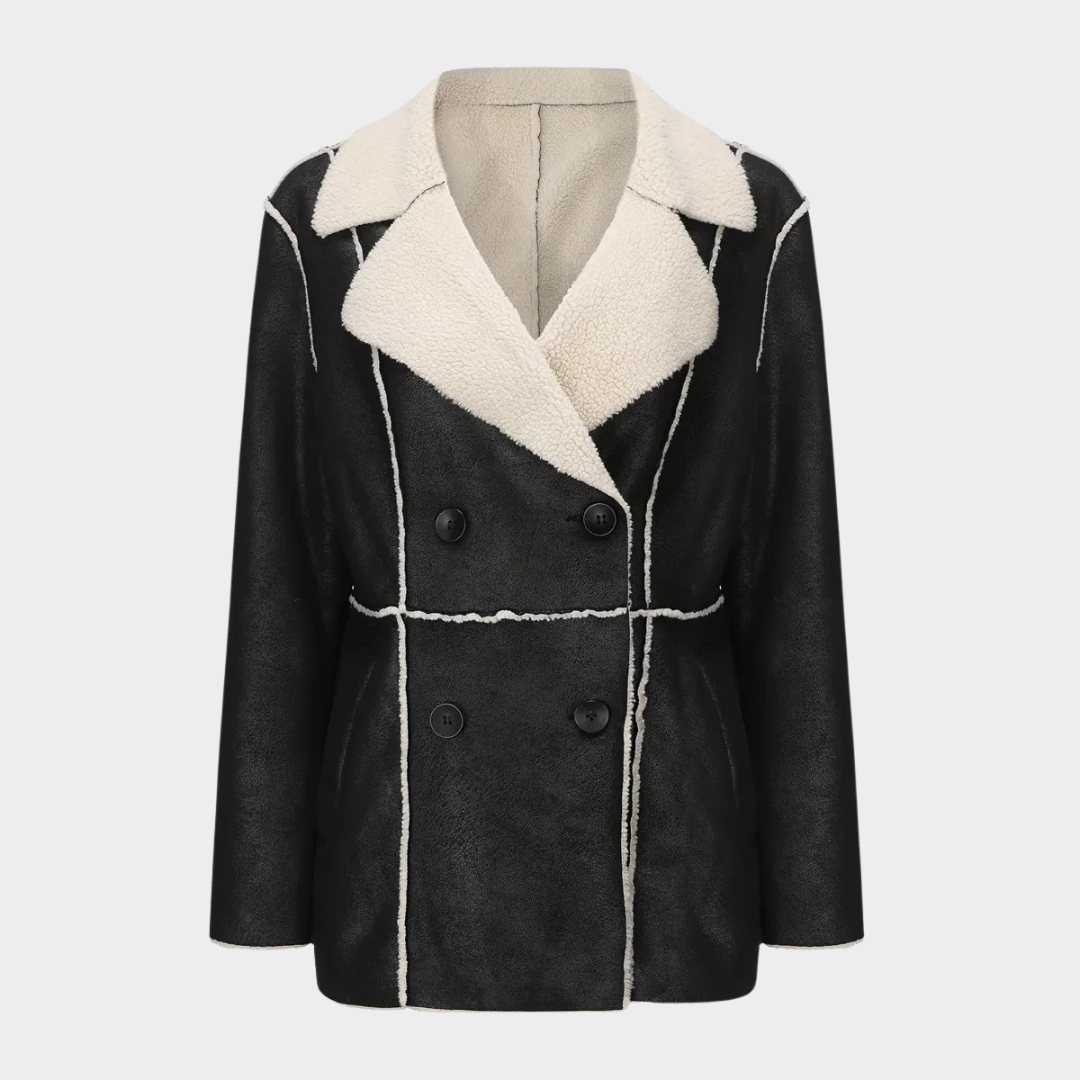 Women’s Plush Leather Long Jacket – Warm Suede Coat with Elegant Tailored Fit – Multiple Colours