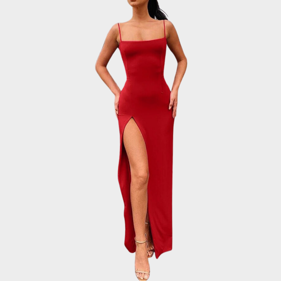 Women’s Spaghetti Strap Bodycon Dress – Slim Fit Party Style – Side Split Design – Solid Colour Lightweight Fabric – Multiple Colours
