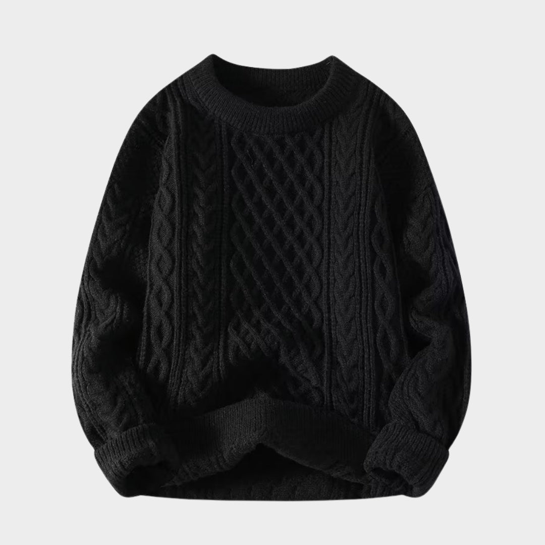 Men's Korean Fashion Sweater – Autumn Winter Warm Casual Loose Knit Pullover, Black/Khaki/Grey/Red, Cozy Material