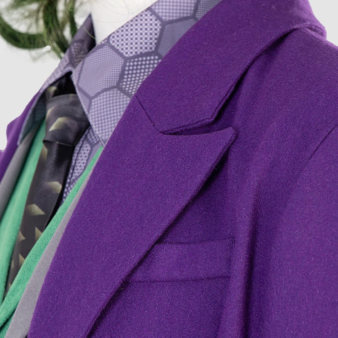 Men Dark Knight Joker Halloween Costume – Cosplay Outfit with Jacket Vest and Shirt – Full Set Party Uniform Inspired by Movie – Purple