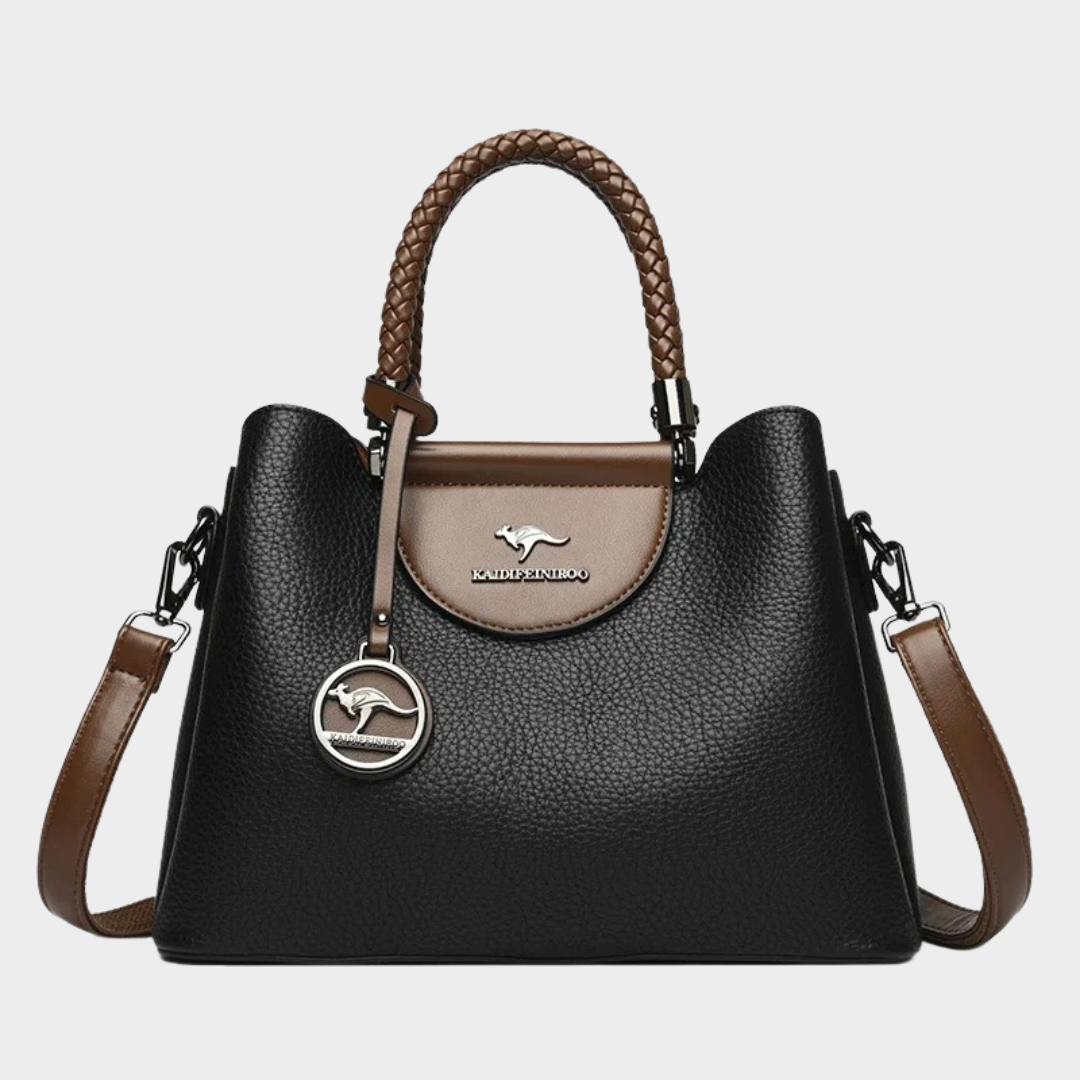 Women Handbag – PU Leather Tote Bag with Braided Handle and 3-Layer Structure – Multiple Colours