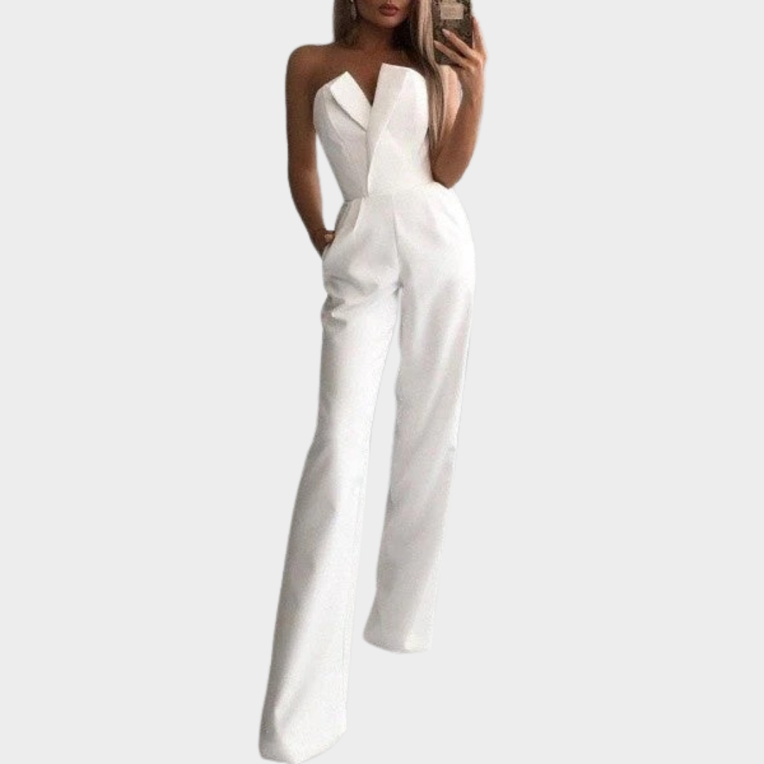 Women’s Elegant Strapless Jumpsuit – Slim Fit Sleeveless Office Chic Romper – Multiple Colours