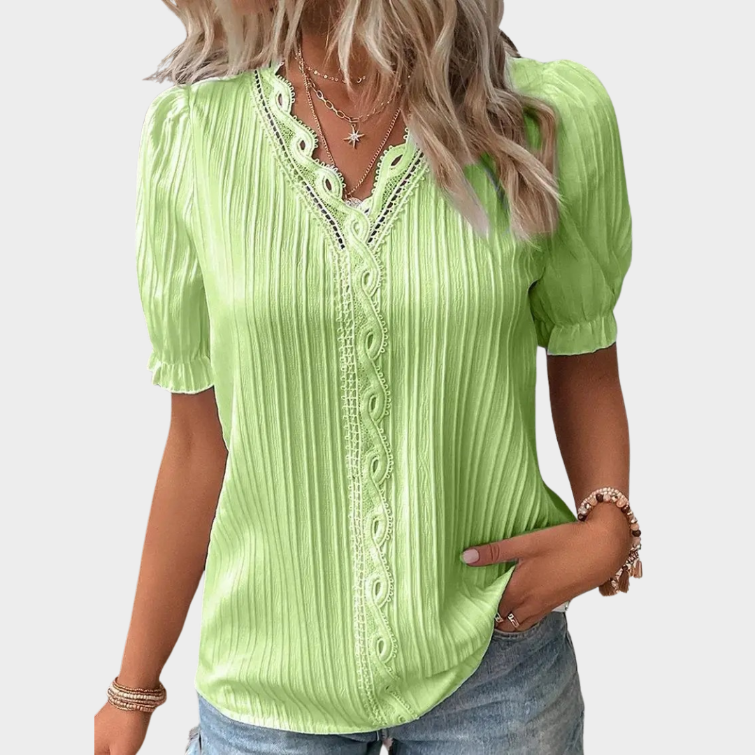 Women’s Blouse – V-Neck – Short Sleeve – Relaxed Fit – Soft Fabric – Multiple Colours
