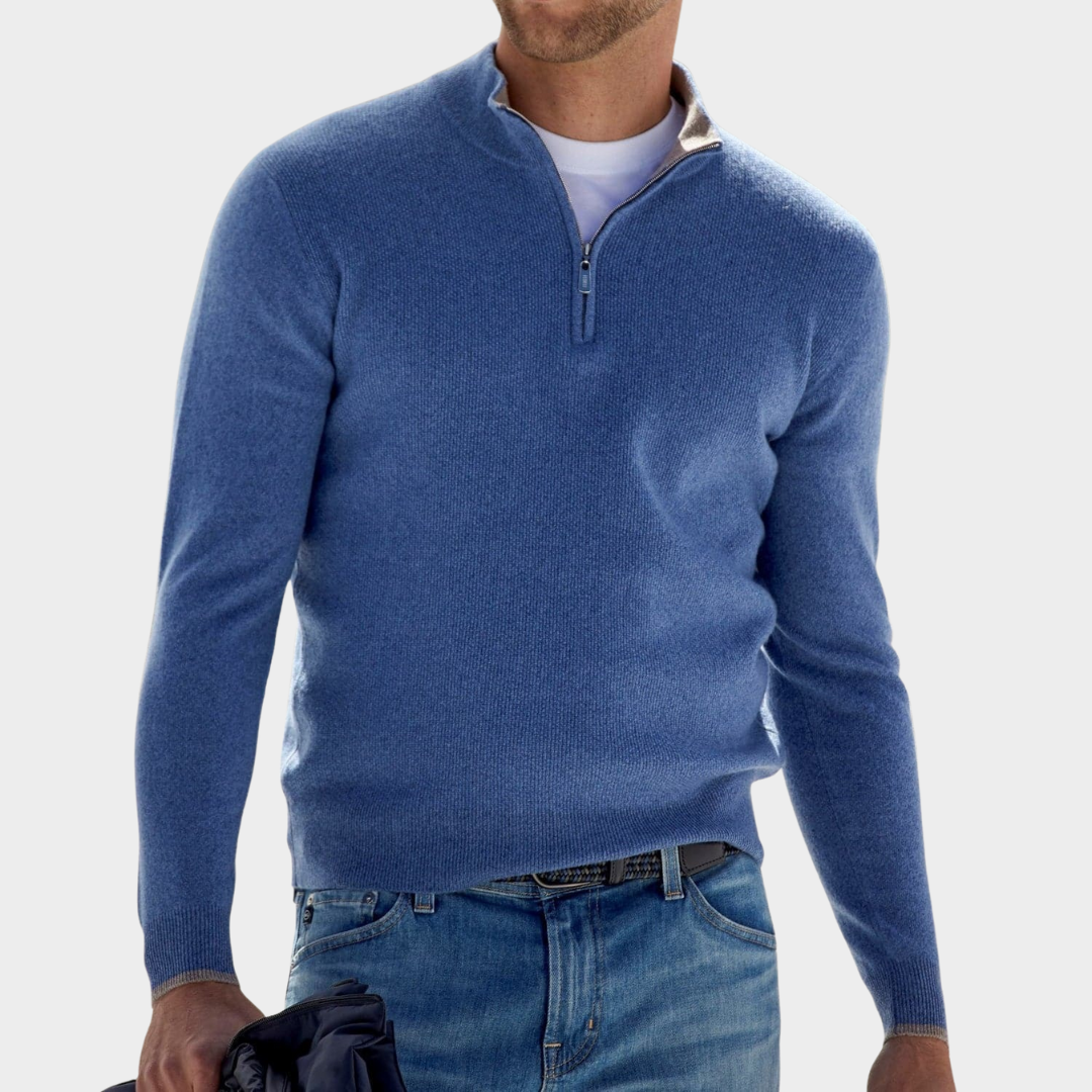 Men's Zip-Up Sweater – Soft Knit Relaxed Fit with Ribbed Cuffs – Comfortable Everyday Layer – Multiple Colours