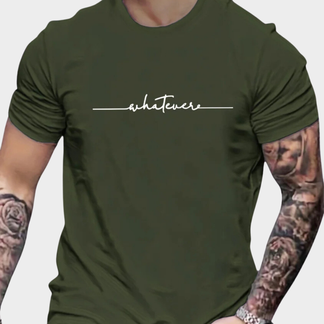 Men's Cotton T-Shirt – Loose Fit Round Neck Short Sleeve Tee – Letter Print Casual Top – Multiple Colours