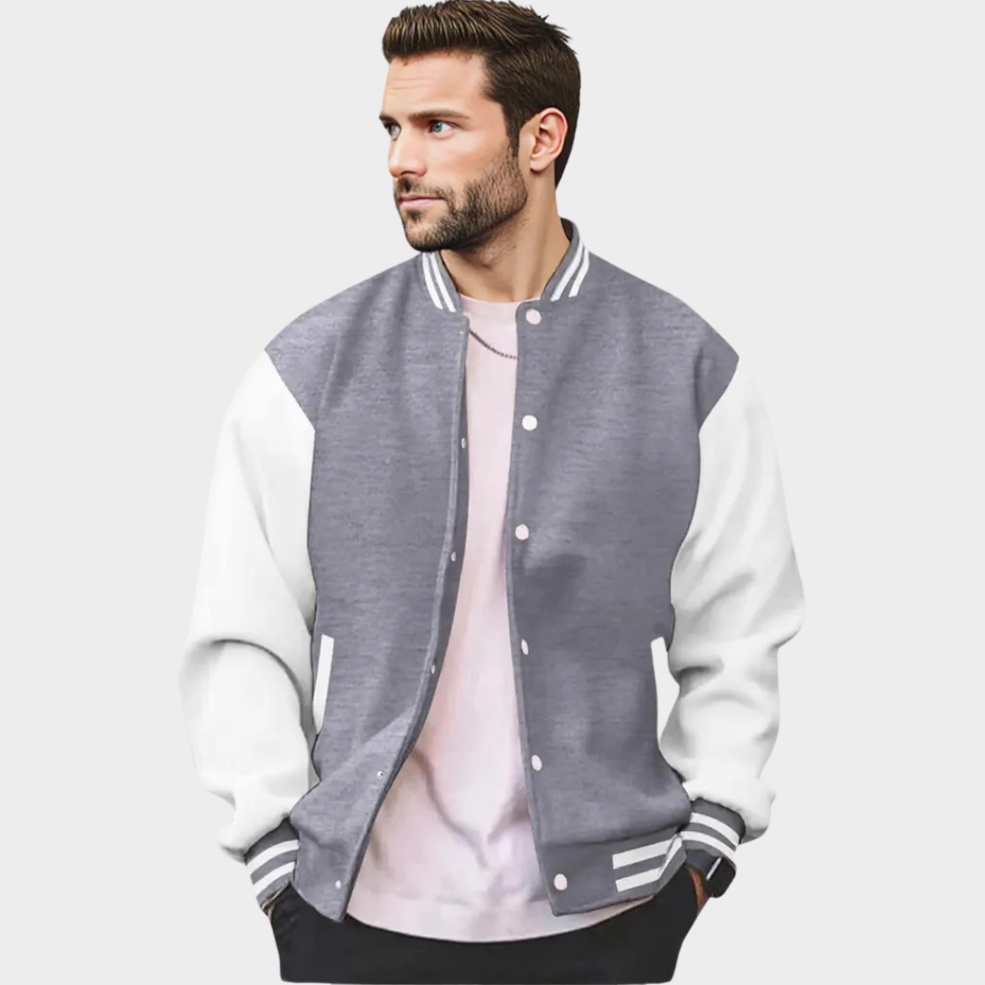 Men's Classic Baseball Jacket – School Style – Color Block Casual Sportswear – Comfortable Fit – Multiple Colours