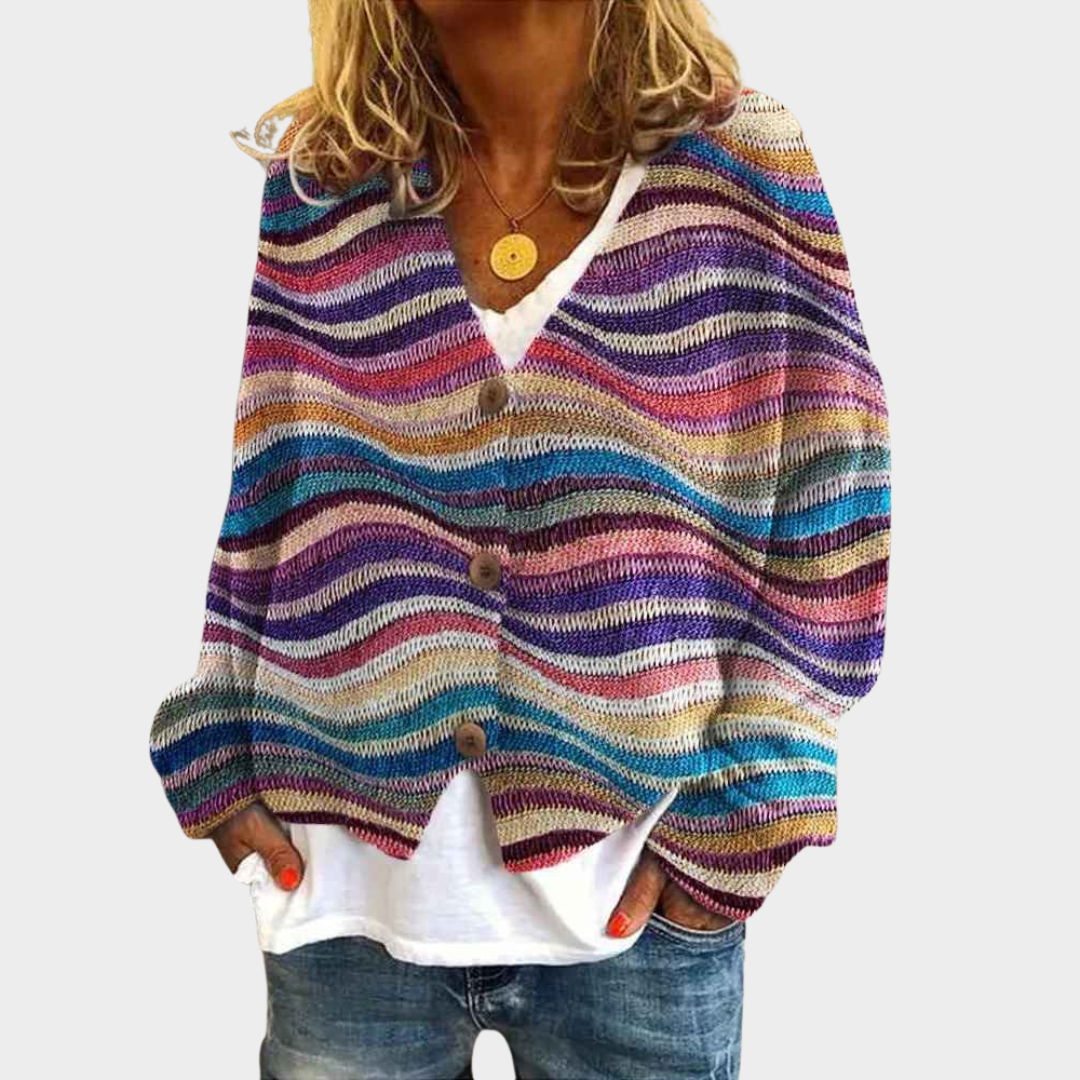 Women's Soft Knit Relaxed Fit Cardigan – Button Front Textured Knit Layer – Multiple Colours