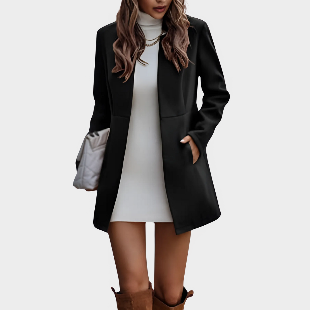 Women's Wool Coat – Stand Collar – Long Sleeve – Solid Colour – Straight Fit – Multiple Colours