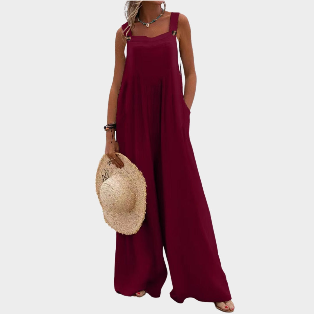 Women Lace-Up Hollow Out Jumpsuit – Long Pants, V-Neck, Elegant Office Rompers