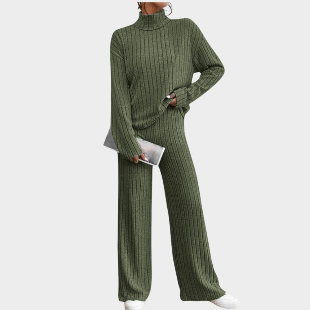 Spring Women’s Knitted 2-Piece Tracksuit – Vintage Crop Top & Flare Pants Set, Hot Pink & Green, Stretch Fit