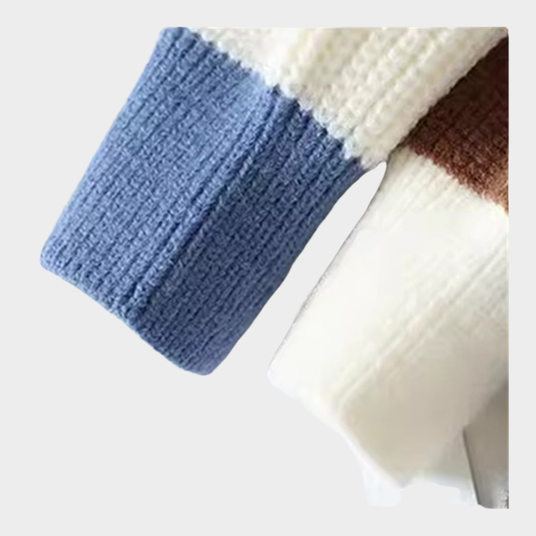 Men's Striped O-Neck Sweater - Casual Knitted Pullovers for Autumn Winter (Blue, Black, Brown)