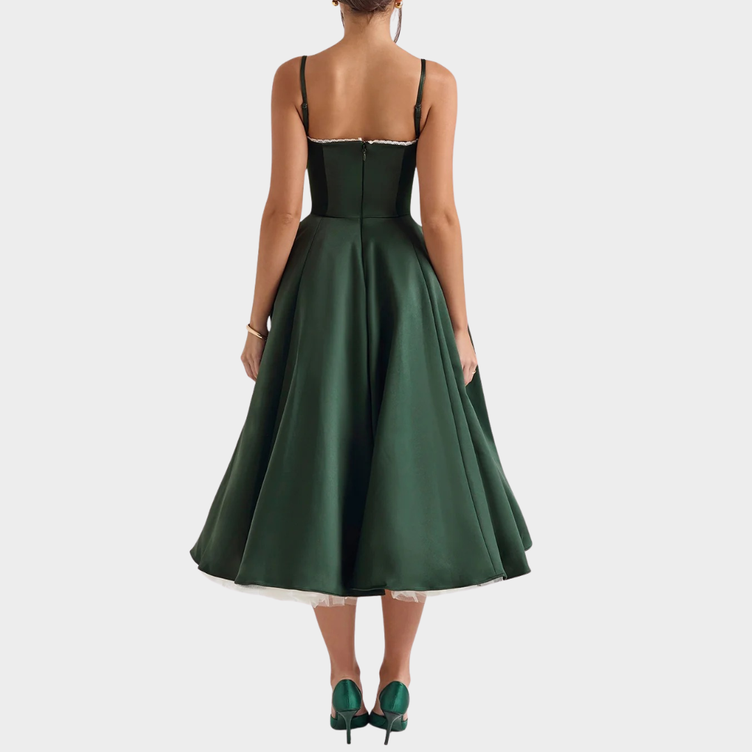 Women’s Puffy Dress – V Neck Sleeveless Design – Suspender Straps – Solid Colour – Elegant Contoured Fit – Multiple Colours
