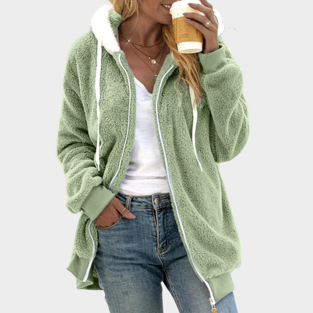Women's Plush Zip-Up Jacket - Thickened Lamb Fleece - Warm Lined Overcoat - Multiple Colours
