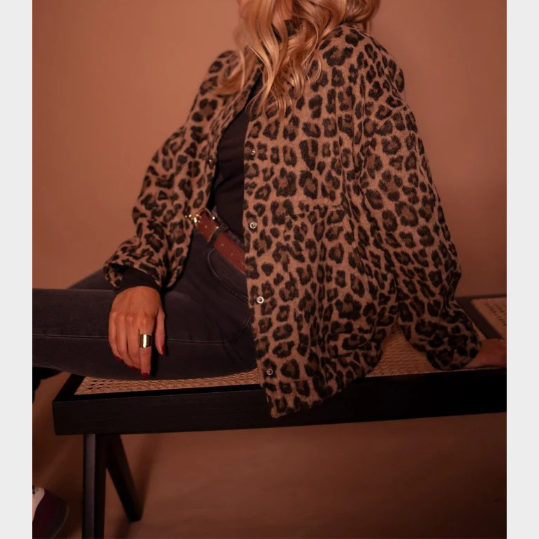 Women’s Trendy Print Jacket – Lightweight Fashion Outerwear with Versatile Fit – Leopard