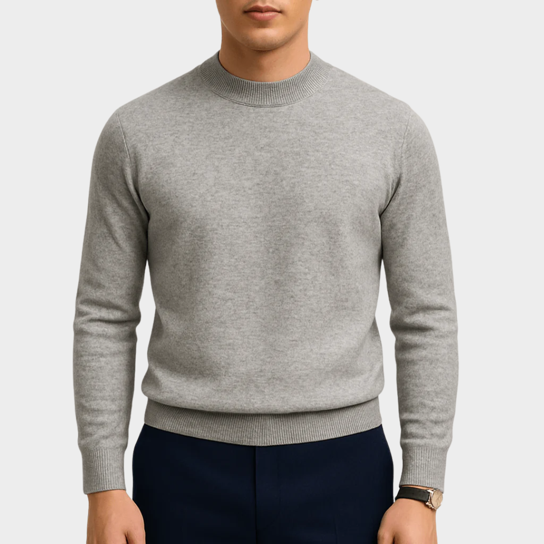 Men’s Slim Knit Wool Sweater – Tailored Fit Pullover with Solid Pattern and Warm High-Quality Wool – Multiple Colours