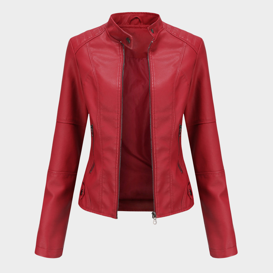 Women's Faux Leather Moto Jacket - Biker Style - Zip-Up - Multiple Colours