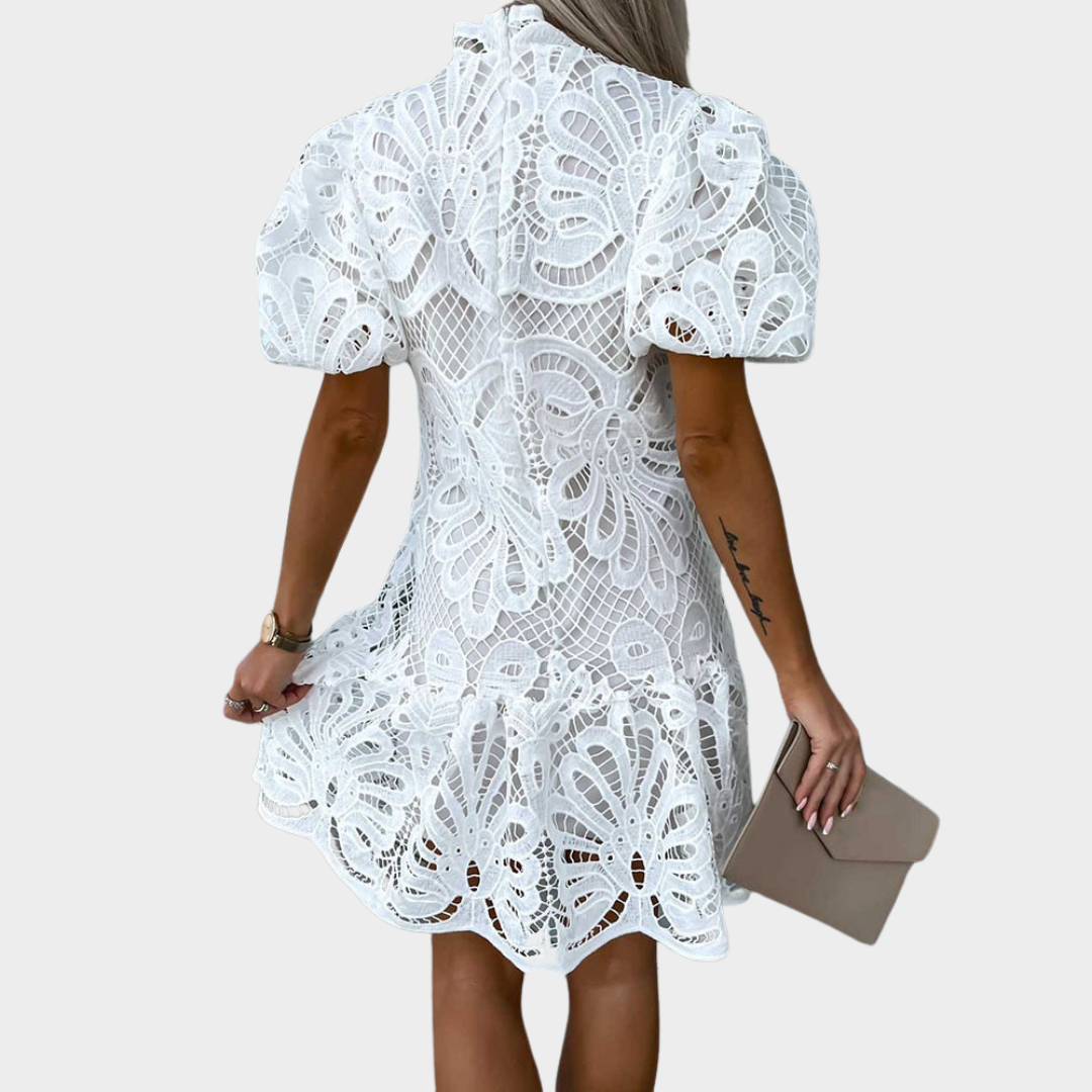 Women's Hollow Out Lace Mini Dress – Elegant A-Line Fit – Party & Prom Style – Multiple Colours