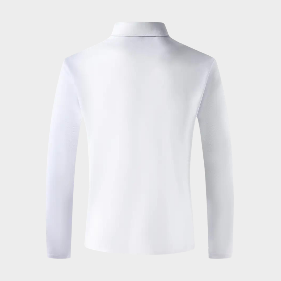Men's Slim Fit Polo Shirt - Long Sleeve - Zipper Lapel - Business Casual - Multiple Colours