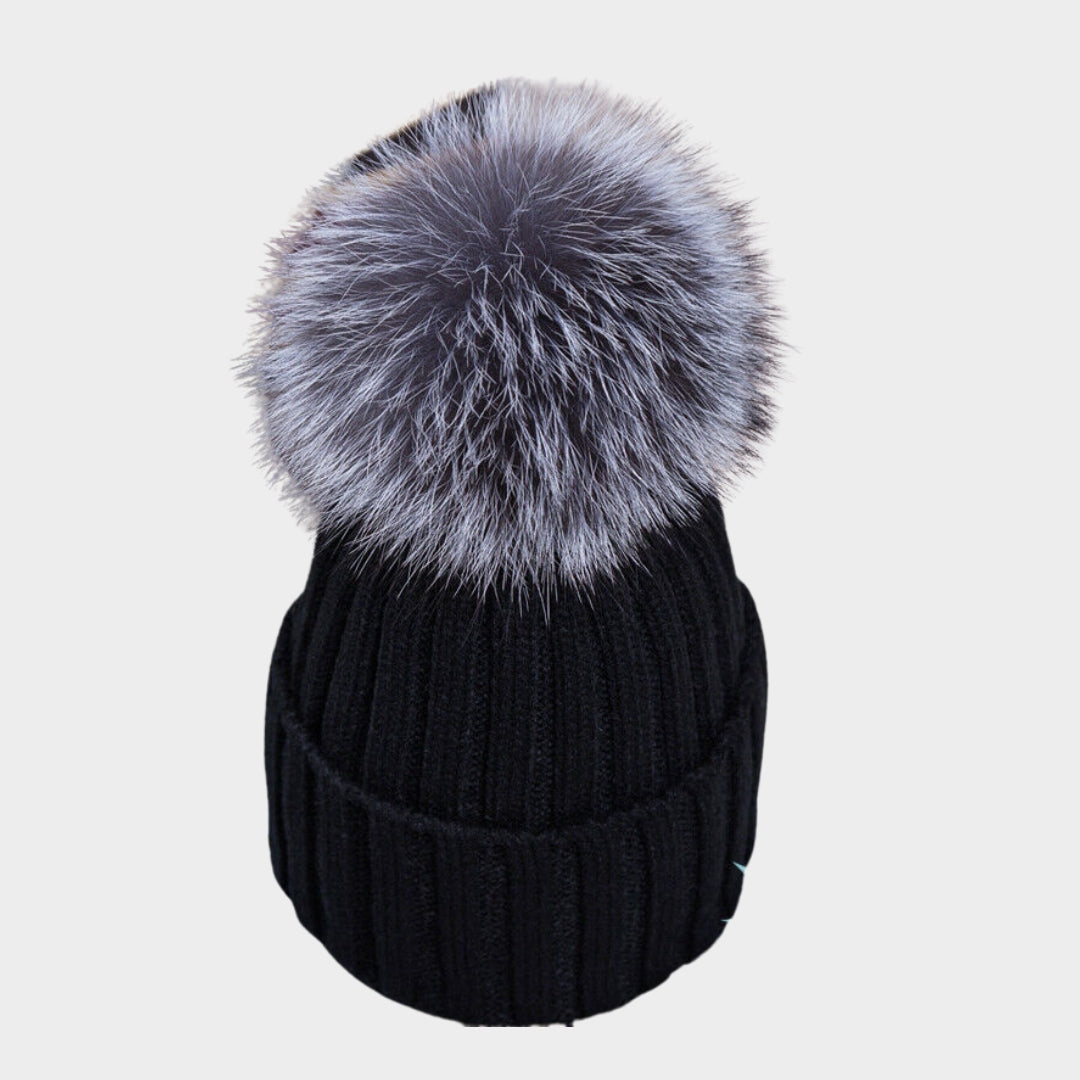 Women’s Warm Winter Beanie – Faux Fur Pom Pom Knit Ski Cap in Multiple Colors