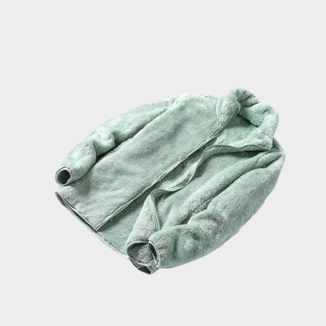 Women’s Coral Fleece Coat – Casual Loose Fit Long Sleeve Velvet Sweatshirt, Warm Autumn Winter Outwear (Pink, Black, Green)