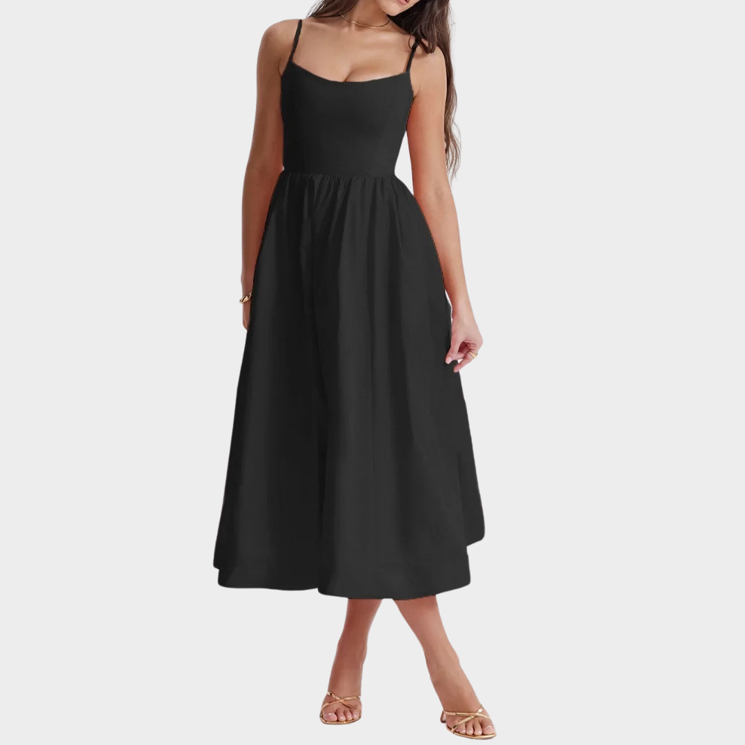 Women's Spaghetti Strap Long Dress – Elegant Sleeveless Party Gown – Multiple Colours