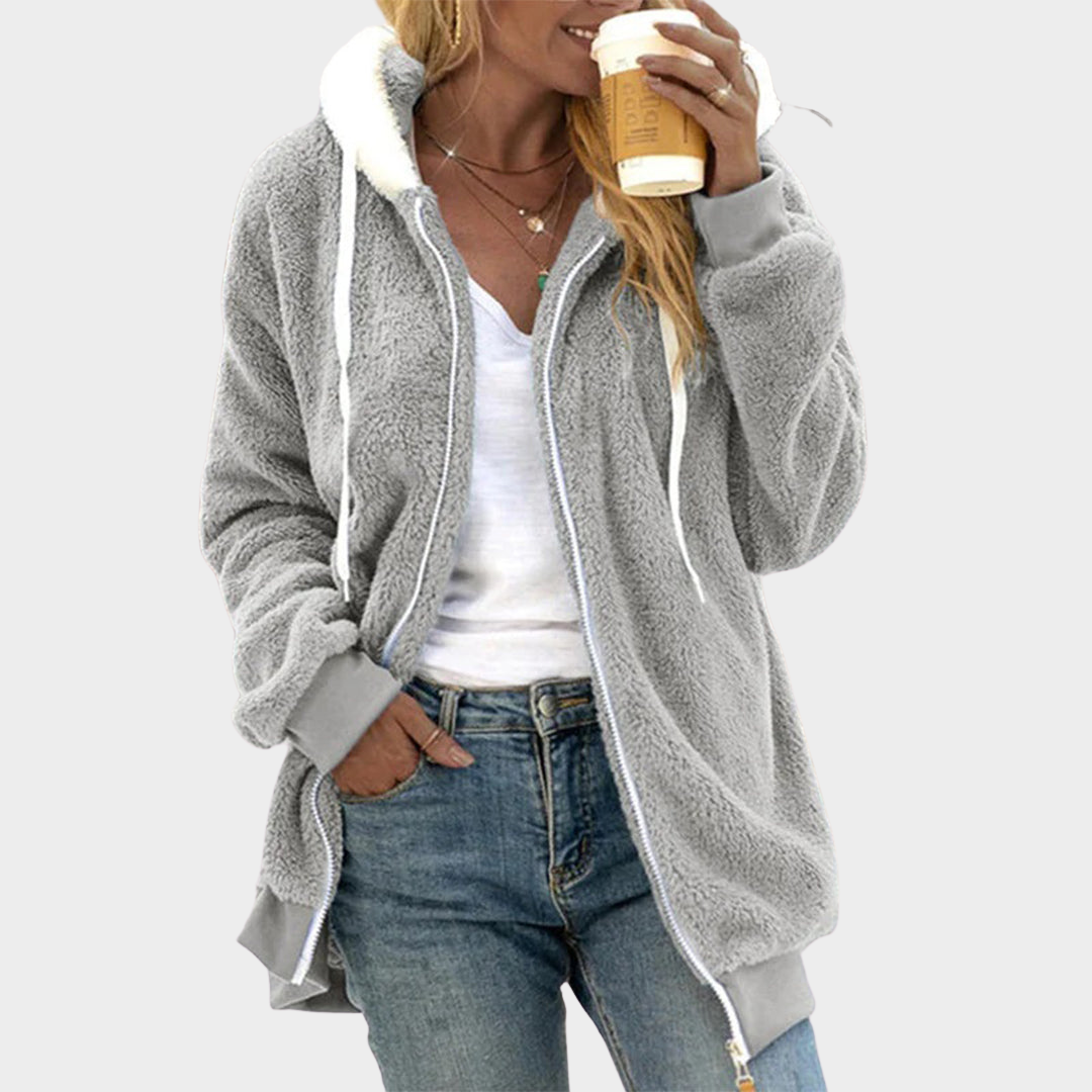 Women's Plush Zip-Up Jacket - Thickened Lamb Fleece - Warm Lined Overcoat - Multiple Colours