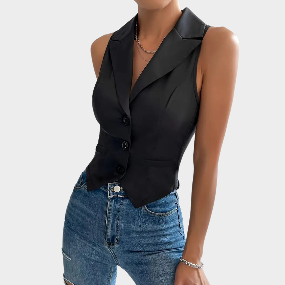 Women's Blouse – Elegant Long Sleeve – Button-Up – Classic Collar – Cotton Blend – Black