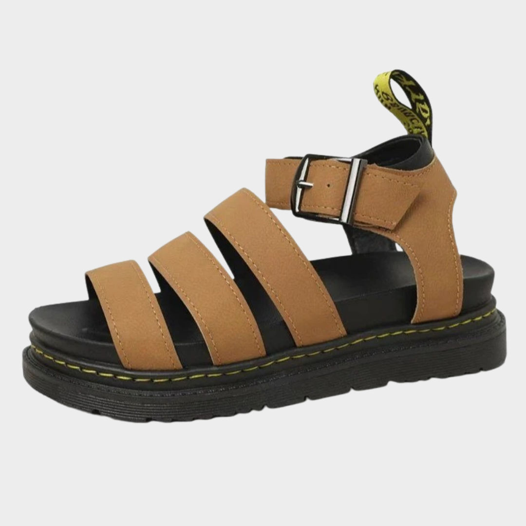 Women Sandals – Thick Sole PU Casual Roman Shoes with Round Head and Buckle Strap – Comfortable Slip-On Summer Footwear – Multiple Colours