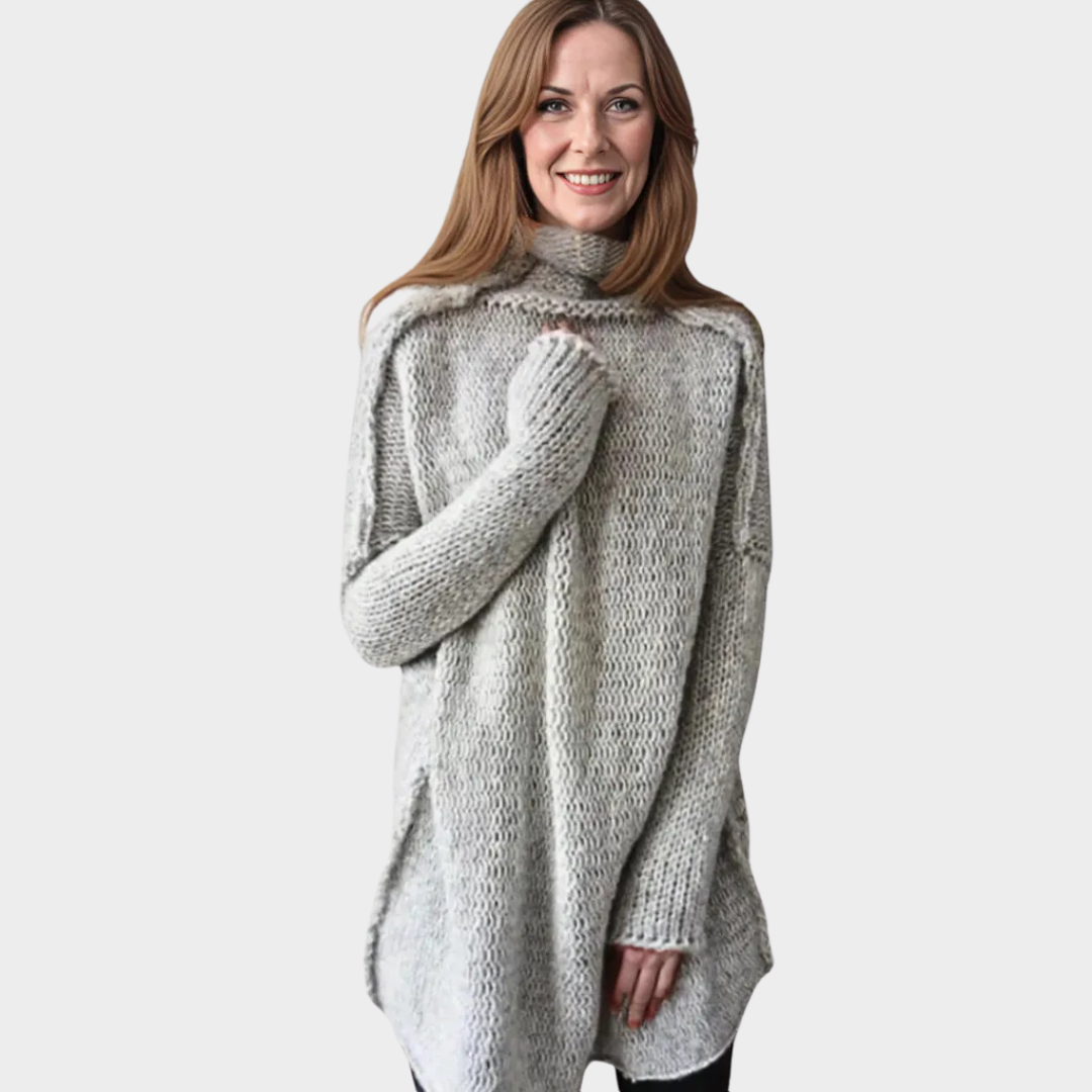 Women's Turtleneck Knitted Jumper – Loose Fit – Long Sleeve Pullover – Casual Basic Sweater – Multiple Colours