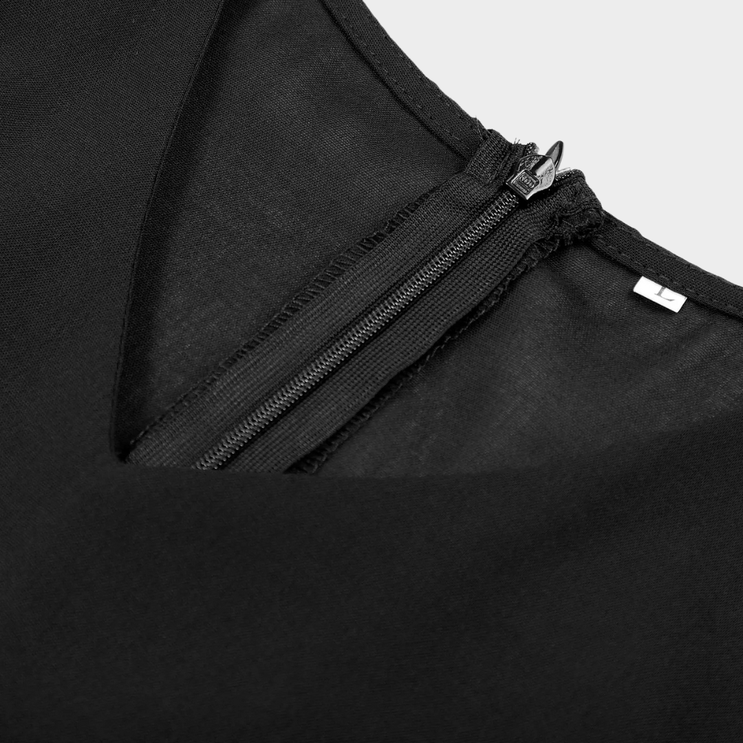 Women’s V-Neck A-Line Dress – Long Fit – Solid Colour – Casual Holiday Style – Lightweight Fabric – Multiple Colours