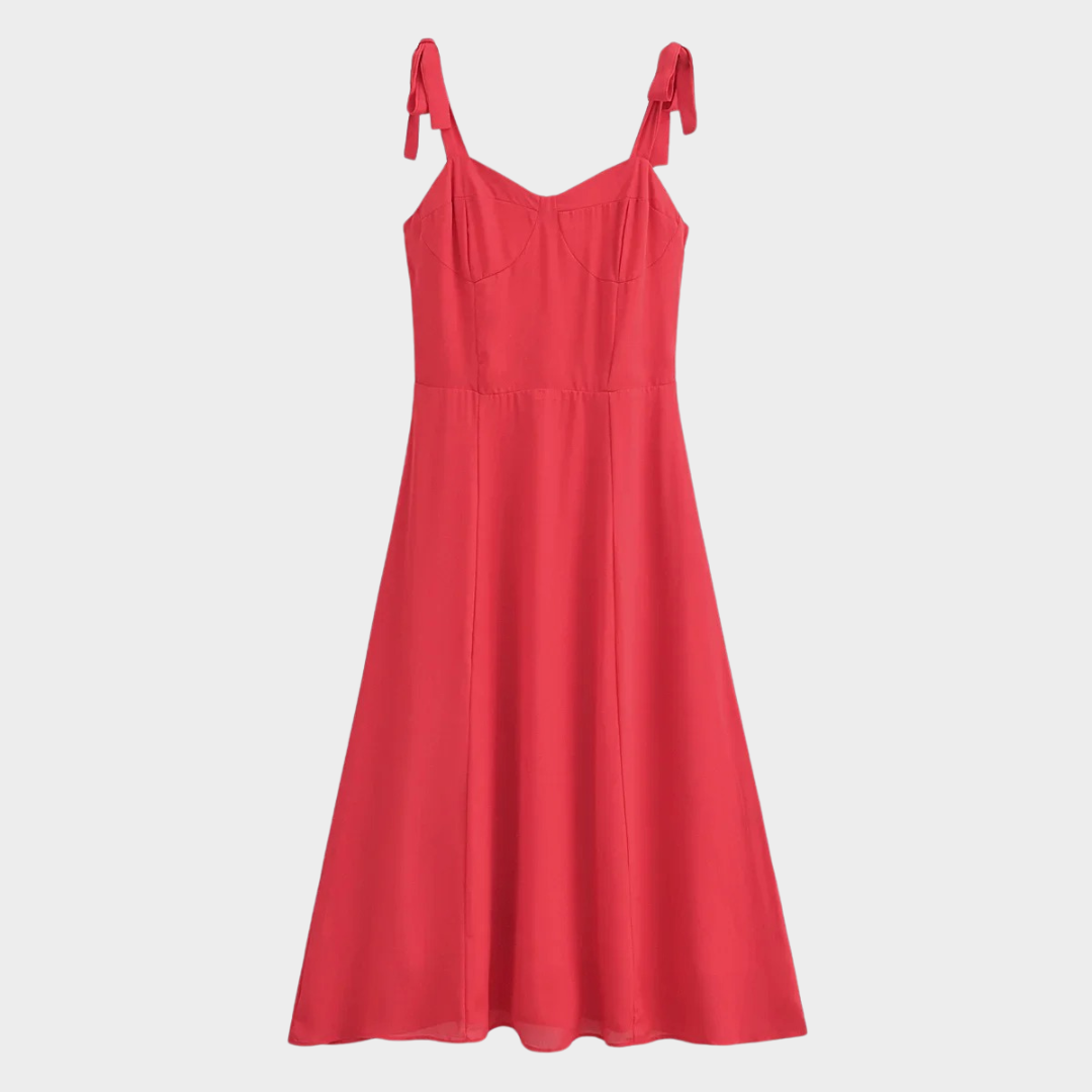 Women's Bodycon Tie-Strap Dress – Sleeveless A-Line Fit – Red