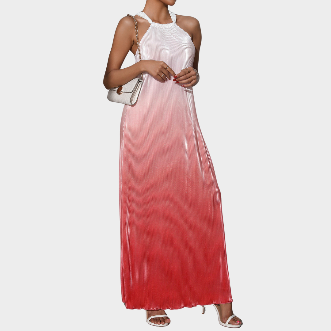 Halter Neck Dress - Women's Backless A-Line Dress - Gradient Sleeveless - Multiple Colours