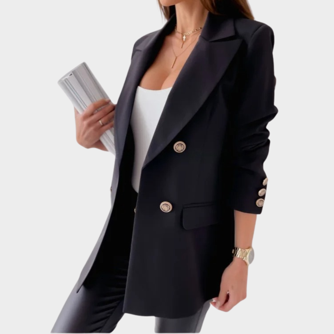 Women’s Double Breasted Suit Jacket – Elegant Formal Blazer with Tailored Fit – Multiple Colours