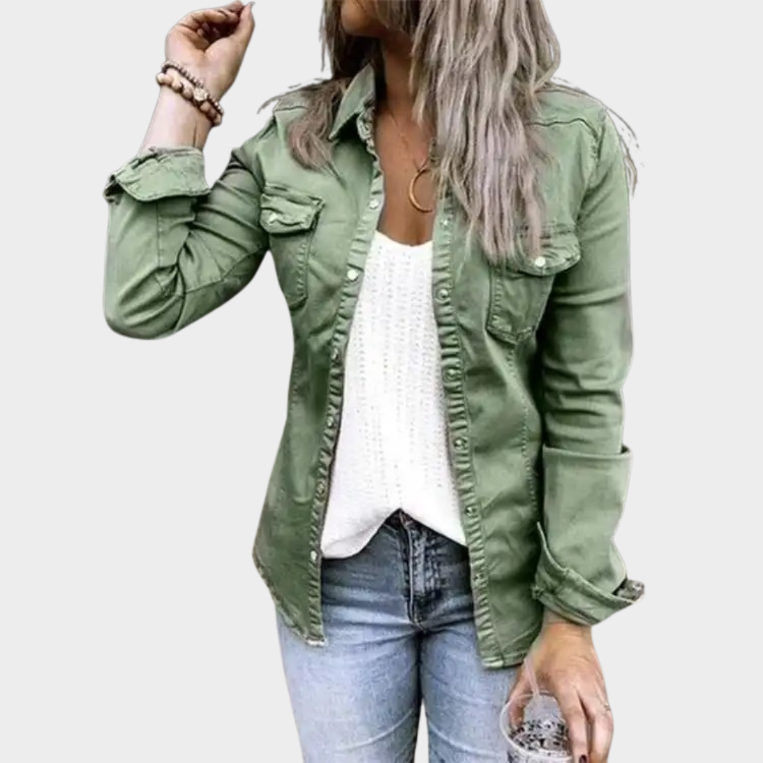 Women’s Longline Denim Jacket – Relaxed Fit Shirt Style – Button Front – Versatile Casual Outerwear – Multiple Colours