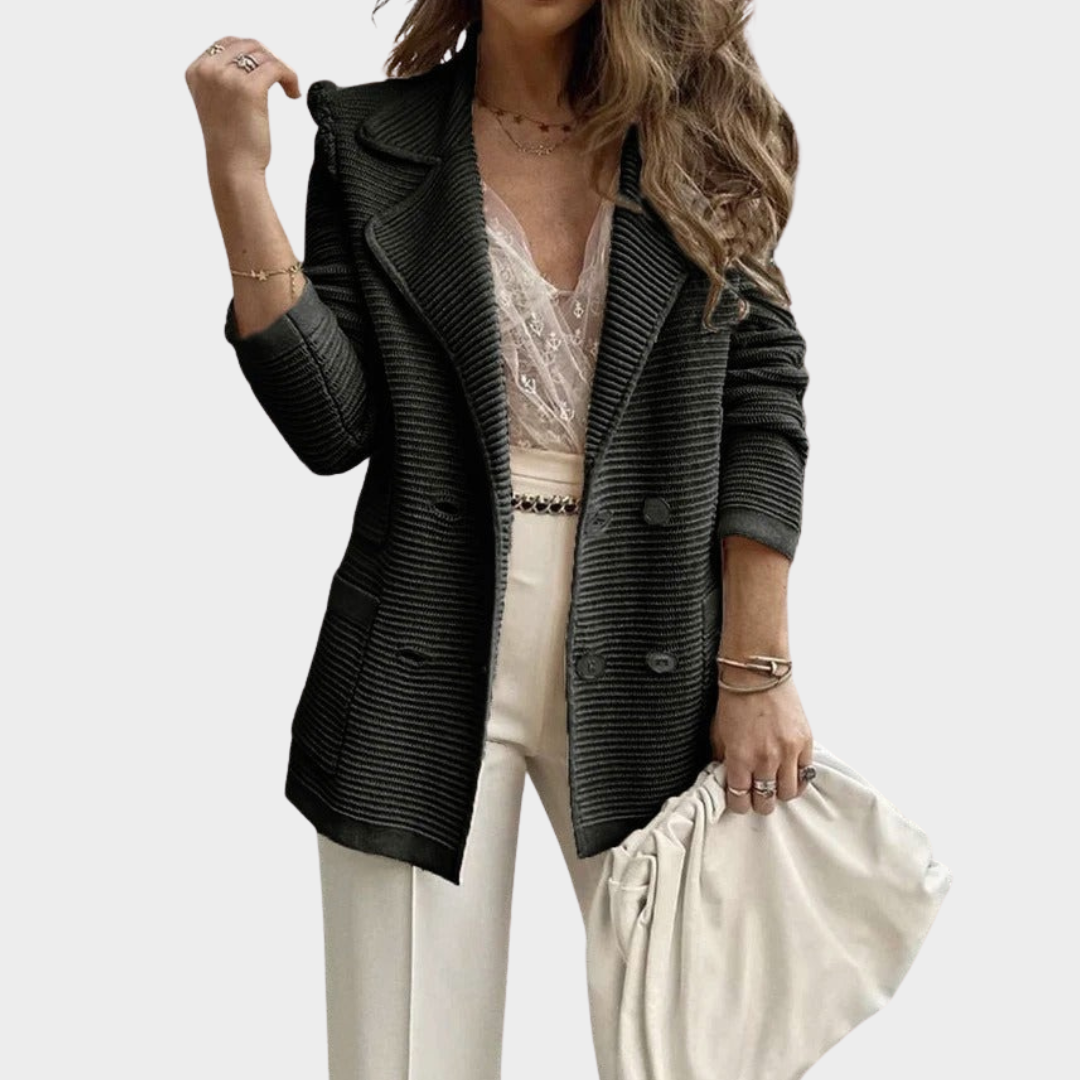Women's Cotton Long Sleeve Outerwear – Pit Stripe Suit Jacket – Casual Fashionable Slim Fit Coat – Multiple Colours