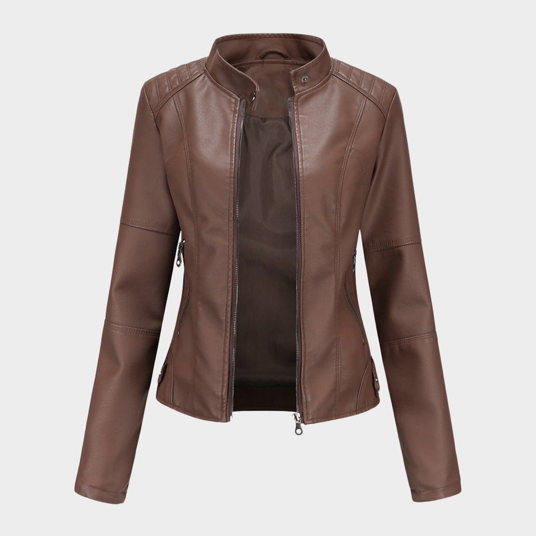 Women's Faux Leather Moto Jacket - Biker Style - Zip-Up - Multiple Colours