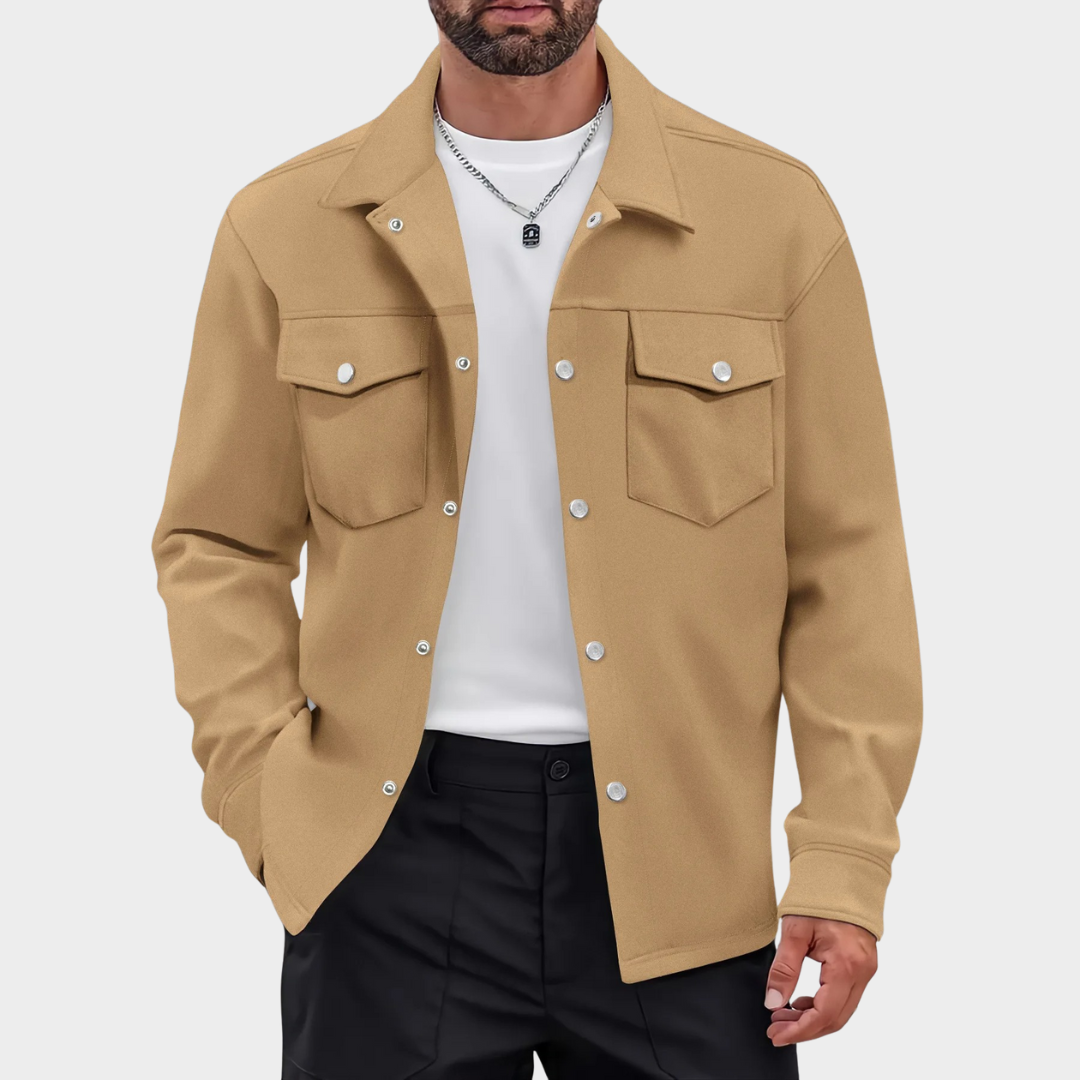 Men’s Business Casual Solid Jacket – Long Sleeve Loose Fit Outerwear – Multiple Colours
